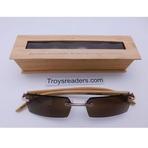 Troys Readers Men's Rimless Bamboo Sun Readers by Design Line!! +150.